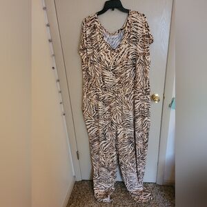 Comfort Code By Cuddlduds Animal Print Stretchy Jumpsuit NWOT 3XL